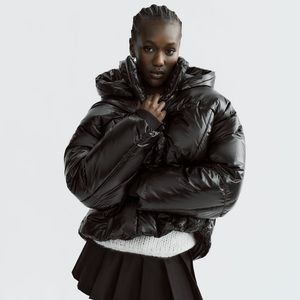 NWT Zara WATER REPELLENT PUFFER ANORAK Jacket Black Size M